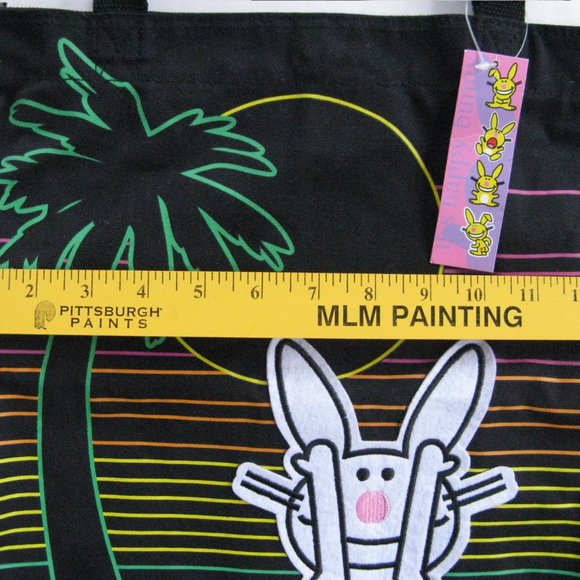 It's Happy Bunny Tote Bag Not Listening Vtg Y2K Tropical Stripes New Old Stock - Picture 7 of 8